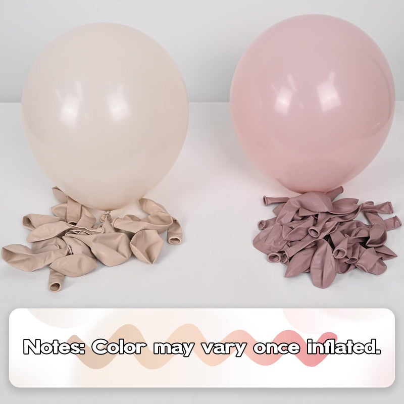 Paeyeq Dusty Pink Beige Balloons  60 Pcs 12 Inch Pink Sand White Balloons  Metallic Gold Nude Cream Balloon for Girls Women Birthday Pastel Bridal Shower Boho Wedding Baby Shower Engagement Party Decoration - Image 5